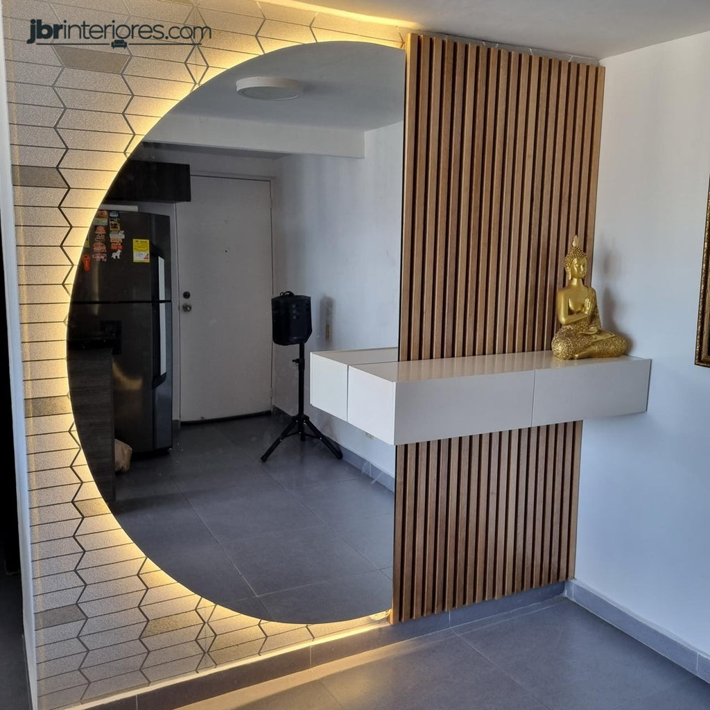 Espejo Media Luna con LED, Touch y Recibidor | 200 x 230 cm