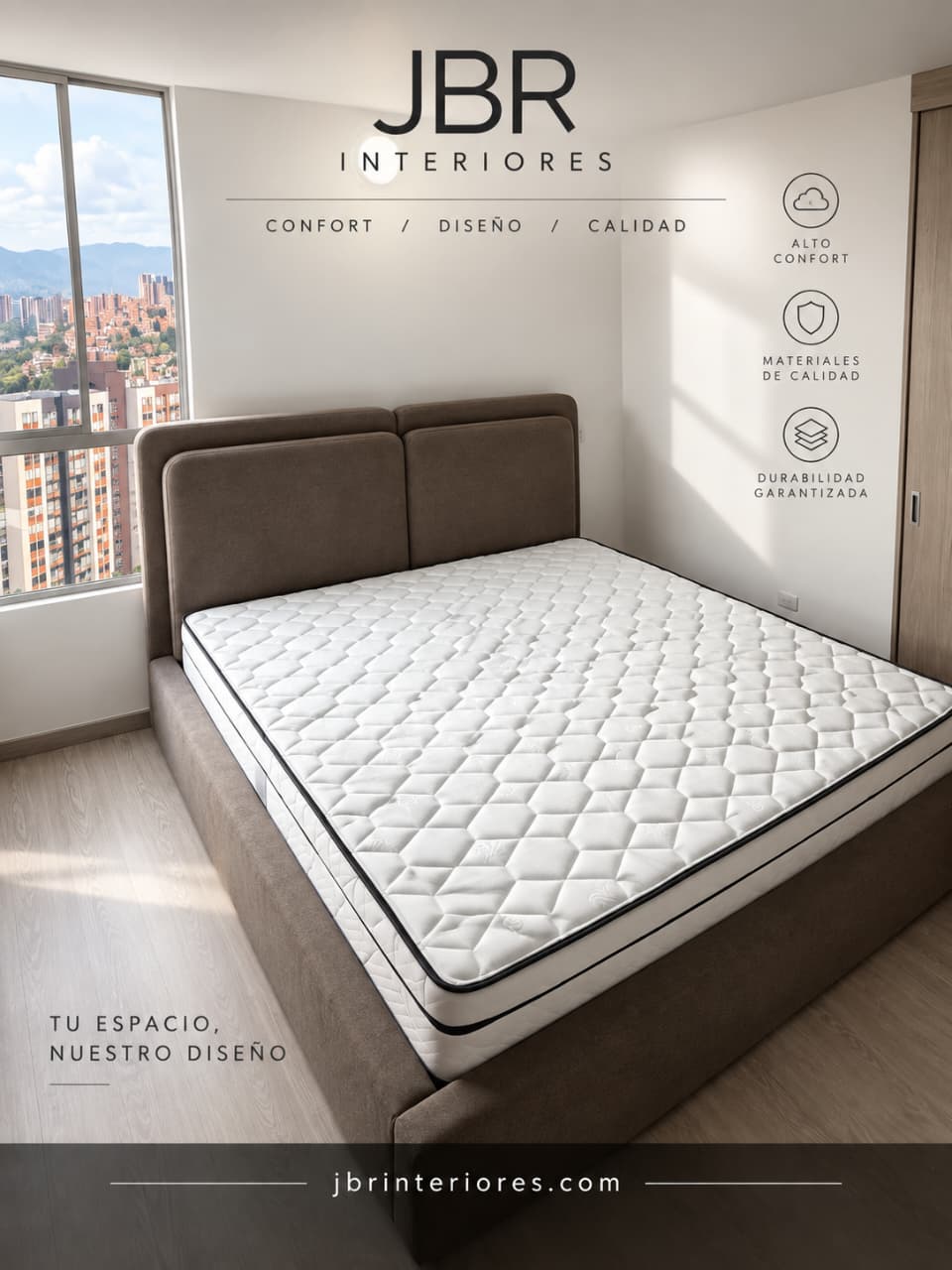Cama Dúo JBR Confort con Cabecero doble tapizado