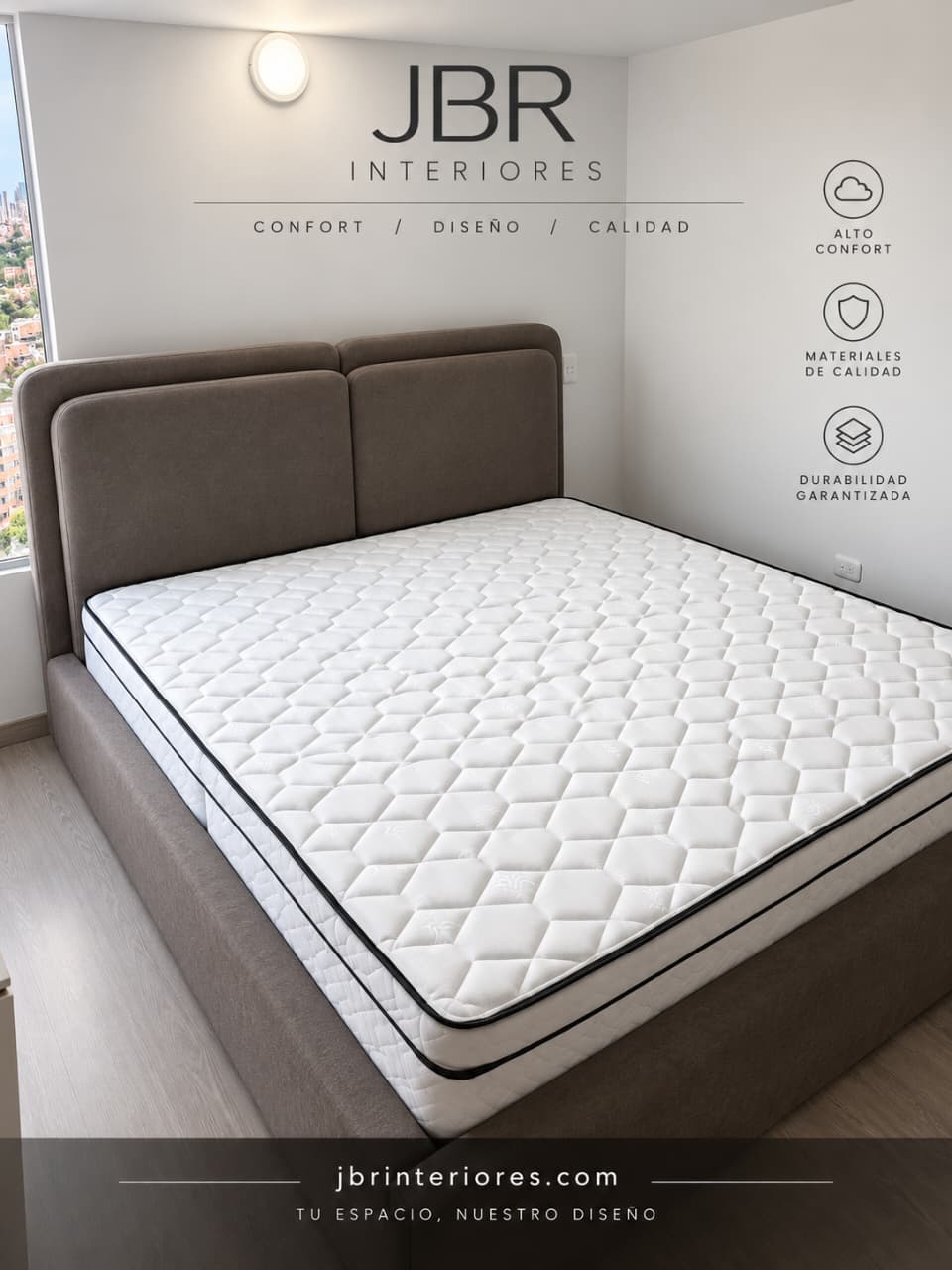 Cama Dúo JBR Confort con Cabecero doble tapizado