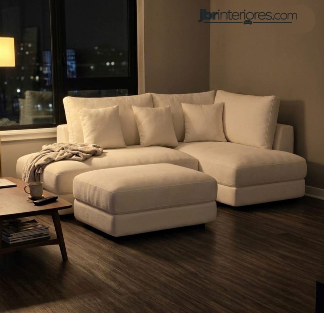Sofá Apartamentero Nara JBR con Auxiliar y Sistema Pocket – 210 × 150 cm