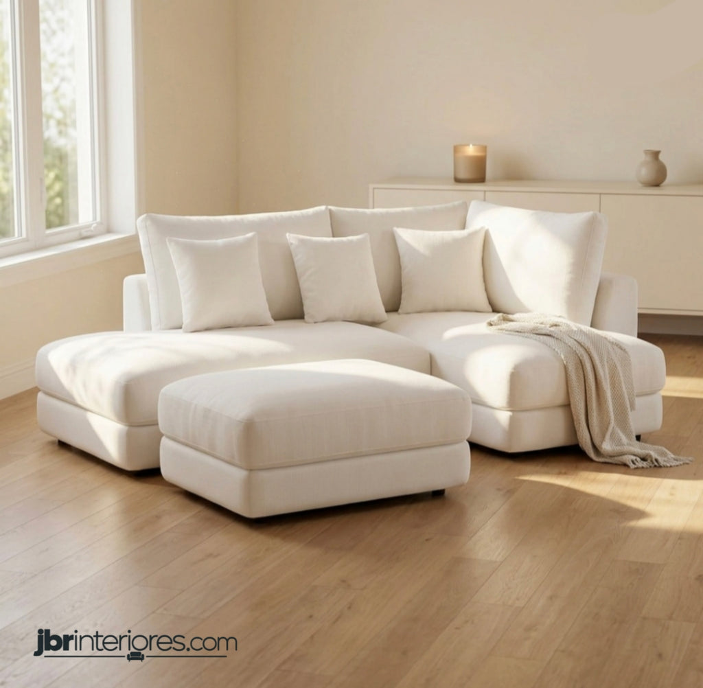 Sofá Apartamentero Nara JBR con Auxiliar y Sistema Pocket – 210 × 150 cm